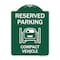 Signmission Reserved Parking Compact Vehicle, Green & White Aluminum Sign, 18" x 24", GW-1824-23137 A-DES-GW-1824-23137 - alternate 1